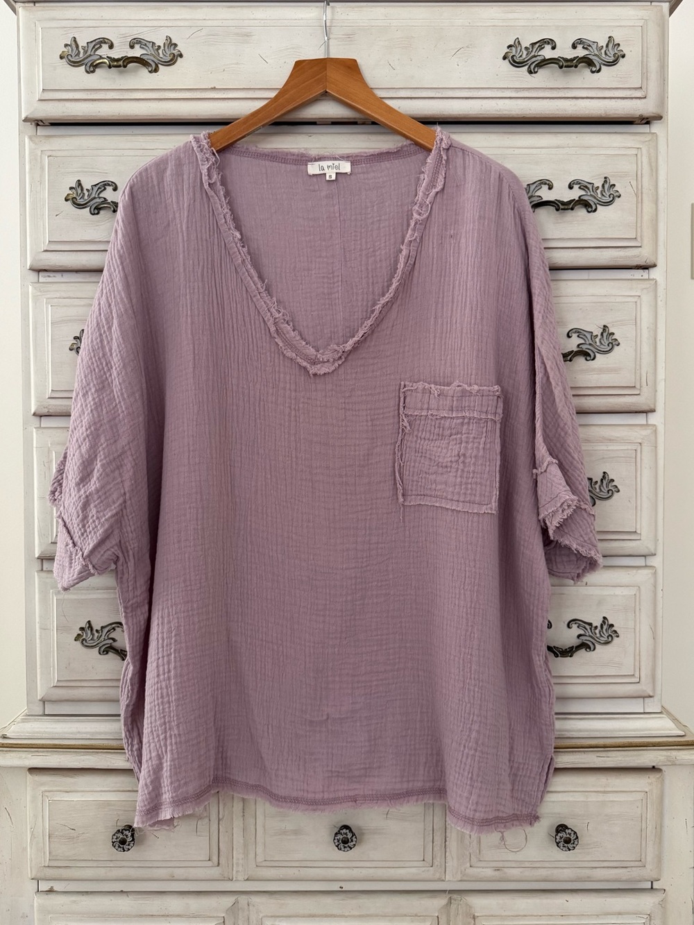 Vici Lavender Gauze Cotton Top